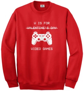 V Is For Video Games Youth Sweatshirt Funny Valentine's Day Gift - Picture 1 of 10
