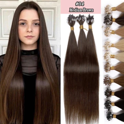 100% REMY Echthaar Microring Loop Human Hair Extensions Haarverlängerung 1G 0,5G - Bild 1 von 4