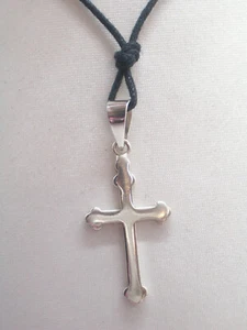 CROCE in Argento 925 con girocollo in cordoncino - ciondolo - Crocefisso - - Imagen 1 de 5