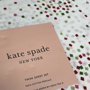 Free Ship Kate Spade TWIN 3p Sheet Set Festive Christmas Holiday Confetti Cotton - Picture 1 of 6