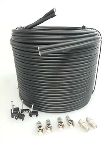25m Black twin shotgun Satellite Extension TV coax cable For Sky HD Q / Freesat - Picture 1 of 3