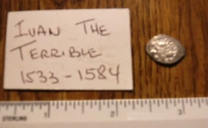 RUSSIA "IVAN THE TERRIBLE" 1533-1584 SILVER WIRE COIN (T77) - Picture 1 of 3