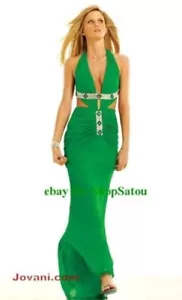 NEW JOVANI Beyond Pageant Gown Prom Sexy Party Cutout Dress EMERALD GREEN Size 4 - Picture 1 of 1