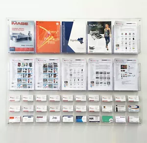 10 x A4 Brochure Holders with 30 X Business Card Holders Display Wall Mount Unit - Picture 1 of 5
