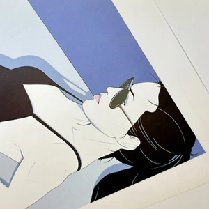 Patrick Nagel Vtg Print Shades Woman Relaxed Feminine Strong Casual Lounge Art - Picture 1 of 9