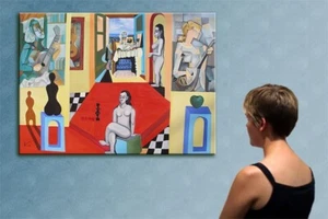 57" - PICASSO MUSEUM ______ORIGINAL CUBIST PAINTING oil on canvas by ANNA !!!! - Picture 1 of 8