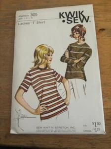 Kwik Sew pattern 305 ladies' 't' shirt Size S, M, L, XL - Picture 1 of 1