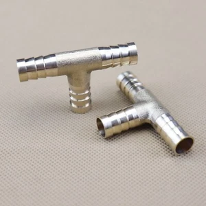 2x Brass Hose Barb Fitting Pipe Tubing Splicer Fuel Water GasTee3 Way 3/8"10mm - Picture 1 of 8