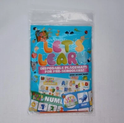 Let's Learn Manteles Desechables Preescolar Paquete de 20 Letras Números Colores Foto 1 de 4