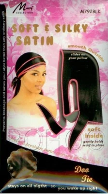 MURRY COLLECTION Murry Doo Tie Scarf Soft & Silky Stay On Satin Prevent Breakage M792 Black