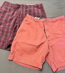 2er Set Herren Bermuda Stil J Crew rot & kariert Shorts Größe 36” - Bild 1 von 8