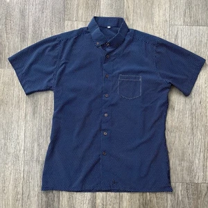 State And Liberty Shirt Mens Large Blue White Dot Button Down Short Sleeve - Picture 1 of 8