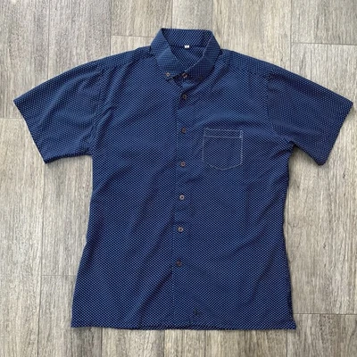 State And Liberty Shirt Mens Large Blue White Dot Button Down Short Sleeve - Image 1 of 4