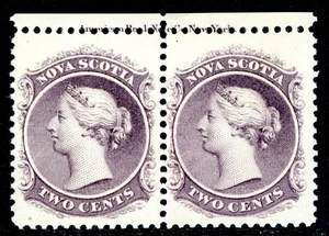 Canada 1860 Nova Scotia 2¢ Grey Purple Margin Inscription Scott # 9c Mint O339 - Picture 1 of 7
