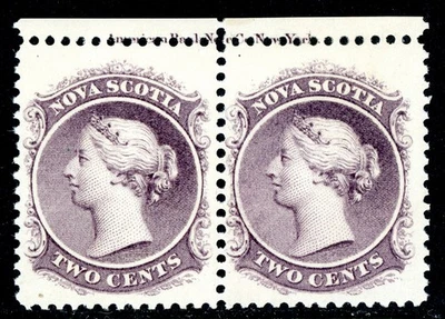 Canada 1860 Nova Scotia 2¢ Grey Purple Margin Inscription Scott # 9c Mint O339 - Image 1 of 4