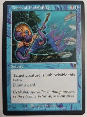 MTG Magic The Gathering Card Touch of InvisibilitySorcery Blue Odyssey  - Image 1 of 2
