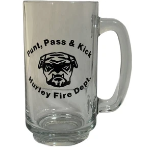 Hurley Fire Dept Punt Pass Kick Bulldog Glass Beer Mug - Picture 1 of 5
