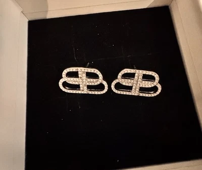 Hermoso Pendiente Vintage De Balenciaga Cristal Plata Foto 1 de 3