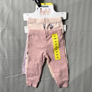 Pantalones Pekkle Bebé Niña Rosa Melocotón Flores Globo Talla 6M Nuevos con Etiquetas Paquete de 4 - Imagen 1 de 9