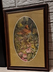Botanischer Druck signiert vom Künstler Jenkins zeigt Blumen & Weg in den Wald - Bild 1 von 16