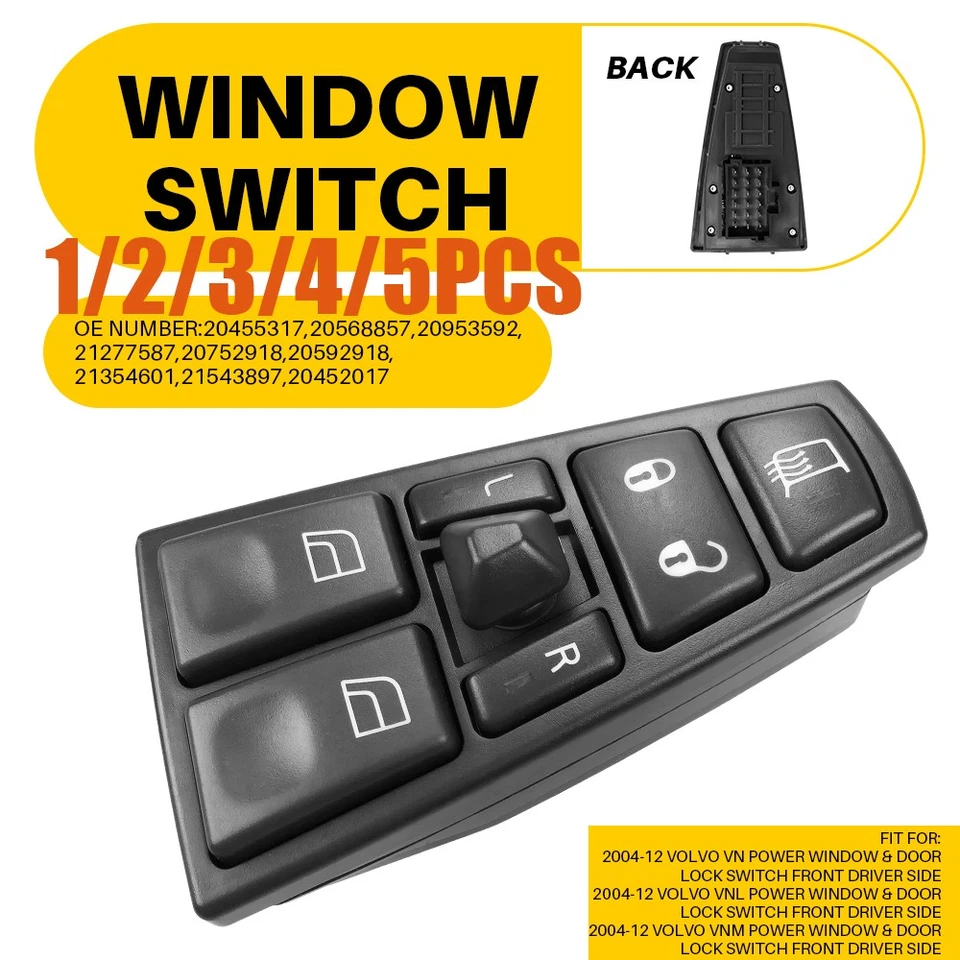 前左电源窗开关适用于 2004 - 2017 年沃尔沃 VNL 2004-15 VHD 11-15 VAH1-5x — 第 1/4 张图片