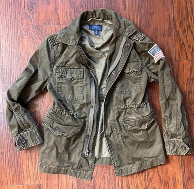 Polo Ralph Lauren Kids Military Field Jacket Size 8 S/P – Olive HBT Cotton Flag  - Image 1 of 4