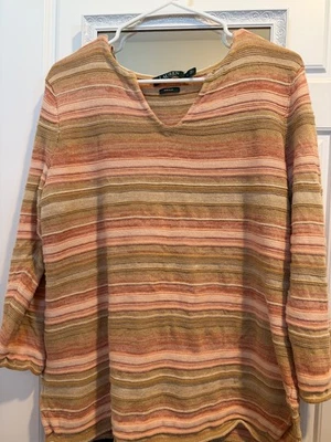 Suéter listrado Lauren Ralph Lauren linho mistura de algodão GG - Imagem 1 de 4