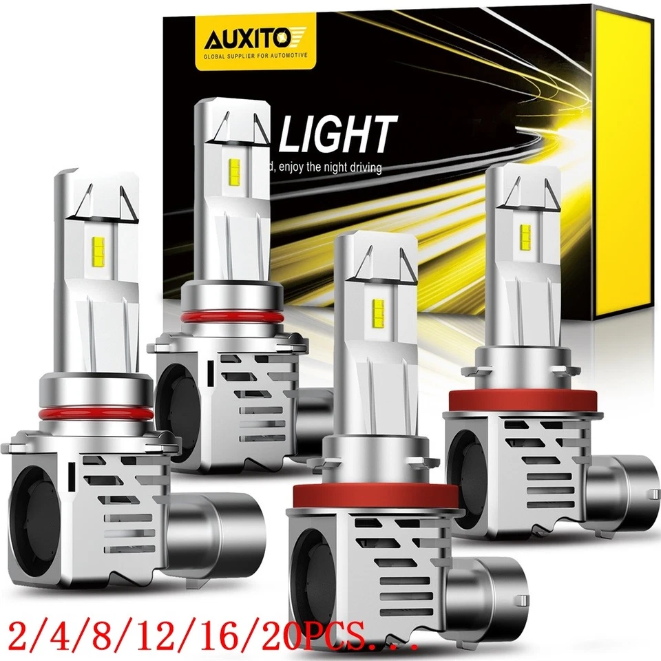 H11 Auxito 9005 LED Headlight Bulb Xenon White Bulb 6500K High Low Beam 2/4/6X - Image 1 of 4