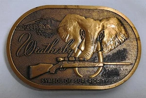 Vintage Messing Weatherby Gewehr Gewehr Gürtelschnalle Elefant - Bild 1 von 4