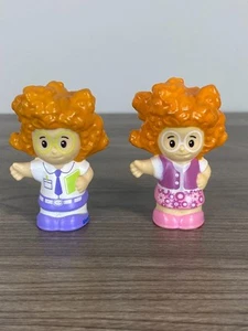 Fisher Price Little People Sofie Girl Lot of 2 Pink Flower Dress Purple Uniform - Picture 1 of 3