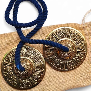 Platillos tibetanos Tingsha - 8 símbolos auspiciosos | Campana de curación y meditación con sonido - Imagen 1 de 6