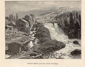 NORWAY NORVEGE NORGE OSLO CASCADE SCIEIRE MECANIQUE WATERFALL IMAGE VERS 1900 - Foto 1 di 1