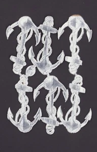 Sehr Alte Silber geprägte Dresdner Pappe Ornamente Anker - DIE CUT SCRAPS - Bild 1 von 1