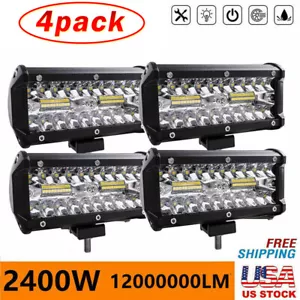 4×7inch LED 2400W Work Light Bar Flood Spot Combo Fog Lamp Offroad Driving Truck - Picture 1 of 11