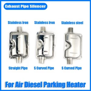 24mm Muffler Silencer S Curved / Straight Line Air Diesel Heater Exhaust Pipe @ - Foto 1 di 18