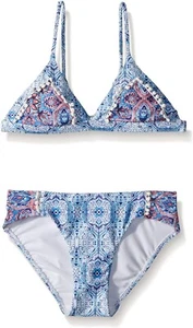 Seafolly 174913 Girls Top and Bikini Bottom Swimsuit Set Rose Tile Size 12 - Picture 1 of 2