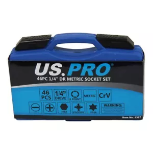 US PRO 1/4" DRIVE 46PC SOCKET SET Ratchet Extension Sockets Bits PH Tor UJ Hex - Picture 1 of 11