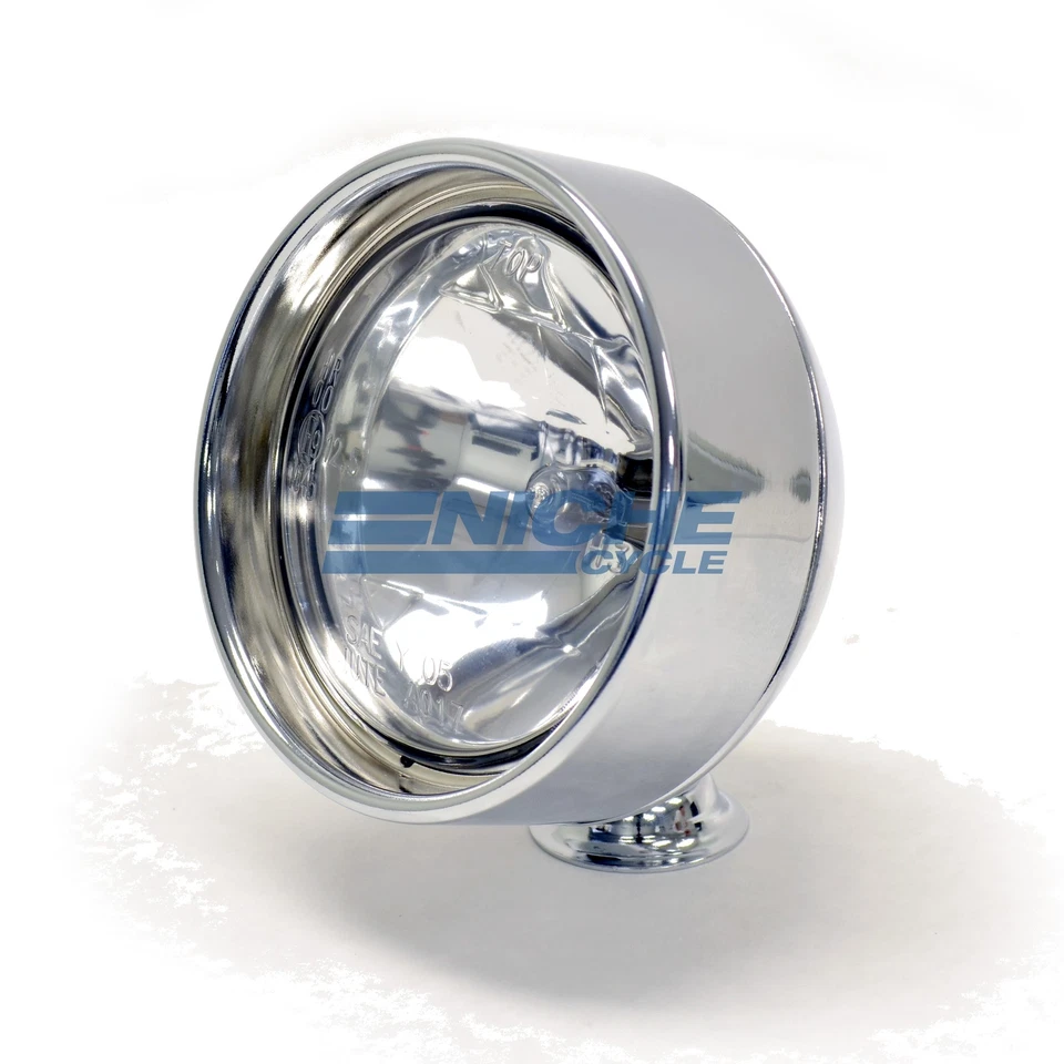 Mini 3.5" Chrome Frenched Rim Spot Lamp Headlight Custom Bottom Mount - Image 1 of 4