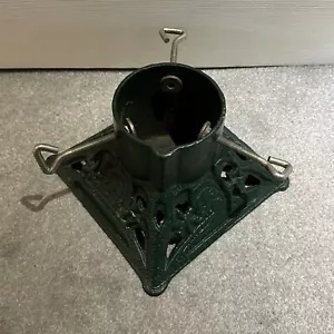 9" Vintage? Green Cast Iron Metal Father Christmas Tree Stand Santa Father 5kg - Picture 1 of 5