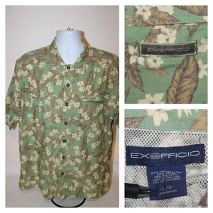 EX-Officio Mens Size L Floral Camo Short Sleeve Button Vented Hiking Shirt - Picture 1 of 9
