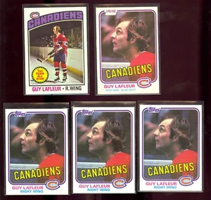 LOT 5 Cards GUY LAFLEUR MONTREAL CANADIANS 1976-77 1981-82 OPC Topps NM - Picture 1 of 2