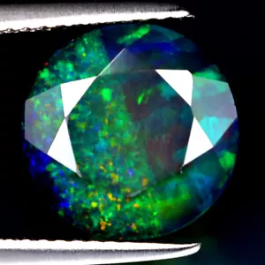 3.67 ct Stunning Round (11 x 11 mm) Flashing 360 Degree Multicolor Black Opal - Picture 1 of 2