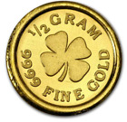 1/2 Gram .9999 Fine Gold Round-lucky 4 Leaf Clover-in Capsule