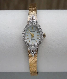 Vtg Ladies Gruen Quartz Diamond Bezel Stainless Steel Gold Plated Wrist Watch - Picture 1 of 11