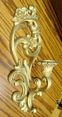 Aplique de pared ornamentado HOMCO dorado #4118 #2 candelabro Hollywood Regency 661/231 Foto 1 de 3