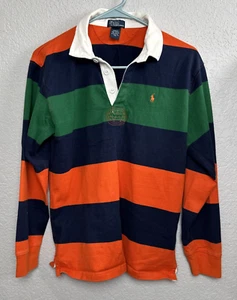 Polo Ralph Lauren Rugby Shirt Colorblock Striped Pullover Polo L- 16/18 Boys ** - Picture 1 of 24