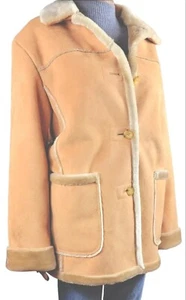 1 Madison Sheepskin Shearling Coat Womens Medium Tan  Cowboycore  15101 Warm - Picture 1 of 7