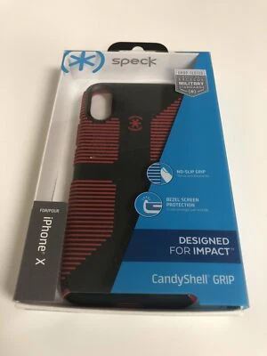 Speck iPhone X Agarre Caramelo Agarre Antideslizante Bisel Protección Pantalla Rojo/Negro Foto 1 de 3