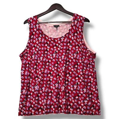 Women's Talbots Sz 2X Tank Top Sleeveless Red Print Cottagecore Mature Retro - Image 1 of 4