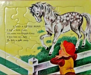 Vintage 1956 SIFO CO USA Kinder Bild Tablett Puzzle "Ich hatte ein kleines Pony"  - Bild 1 von 8